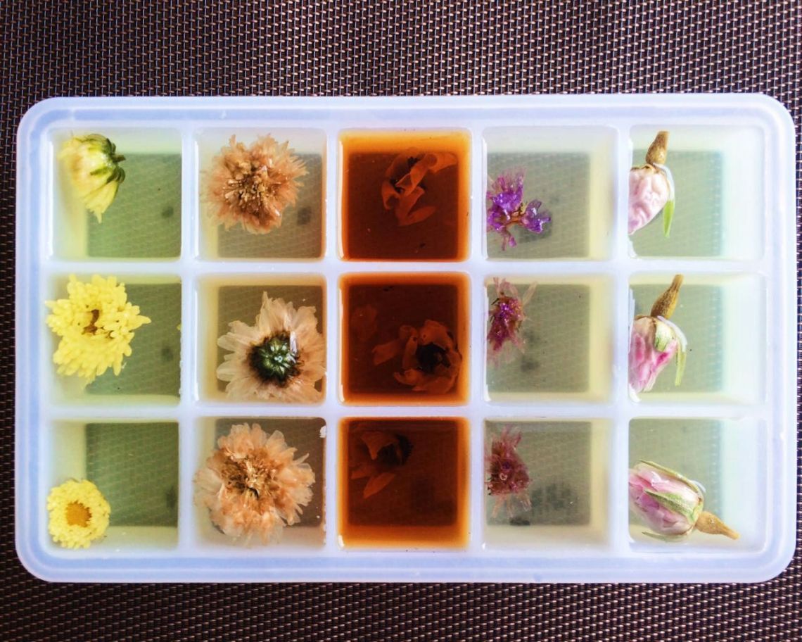 ice cubes with herbal tea