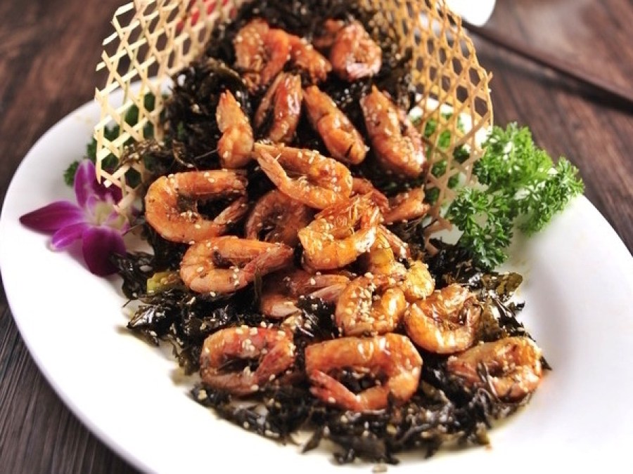 Fried Tea Leaves With Shrimps
